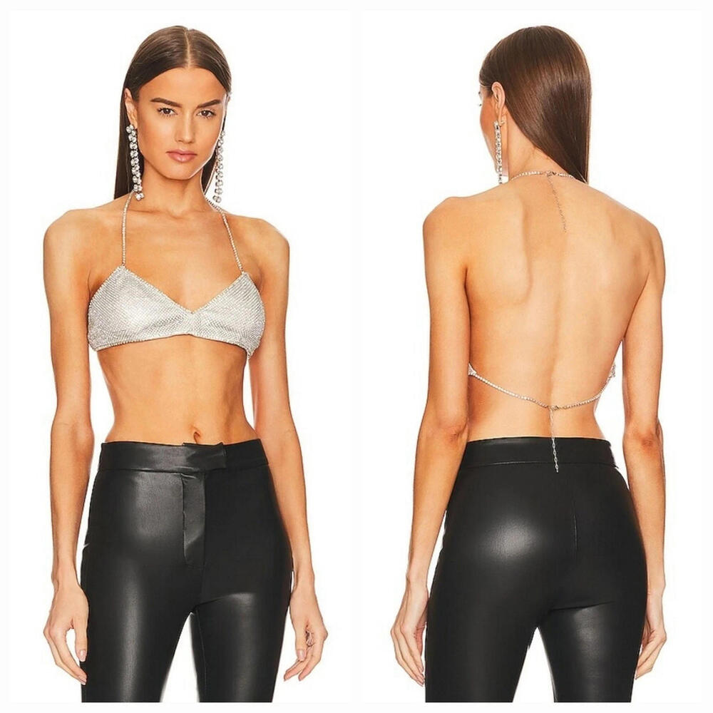 Revolve LAMARQUE Raeka Rhinestone Bralette in Silver size XS NWT $323 msrp